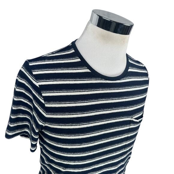 Outerknown T-Shirt Men’s Medium Blue White Striped Hemp Blend Crew Neck Casual - Picture 2 of 11